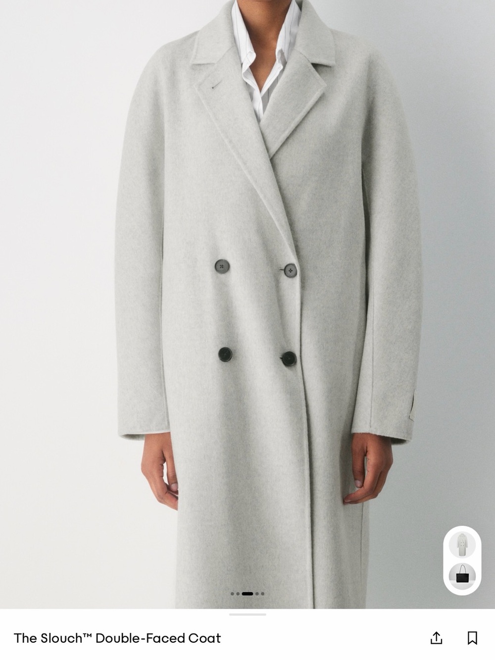 Aritzia Slouch Double-Faced Coat in Heather Charcoal Gray- Wool (re-lux) - OBO